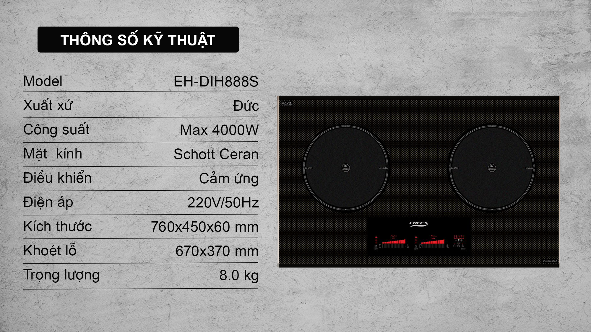 Chef's Bếp từ đôi EH-DIH888S
