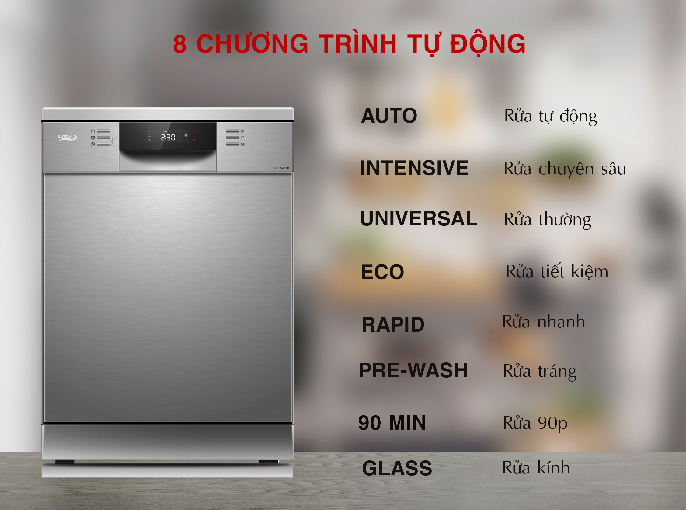 Chef's Máy rửa bát EH-DW401D