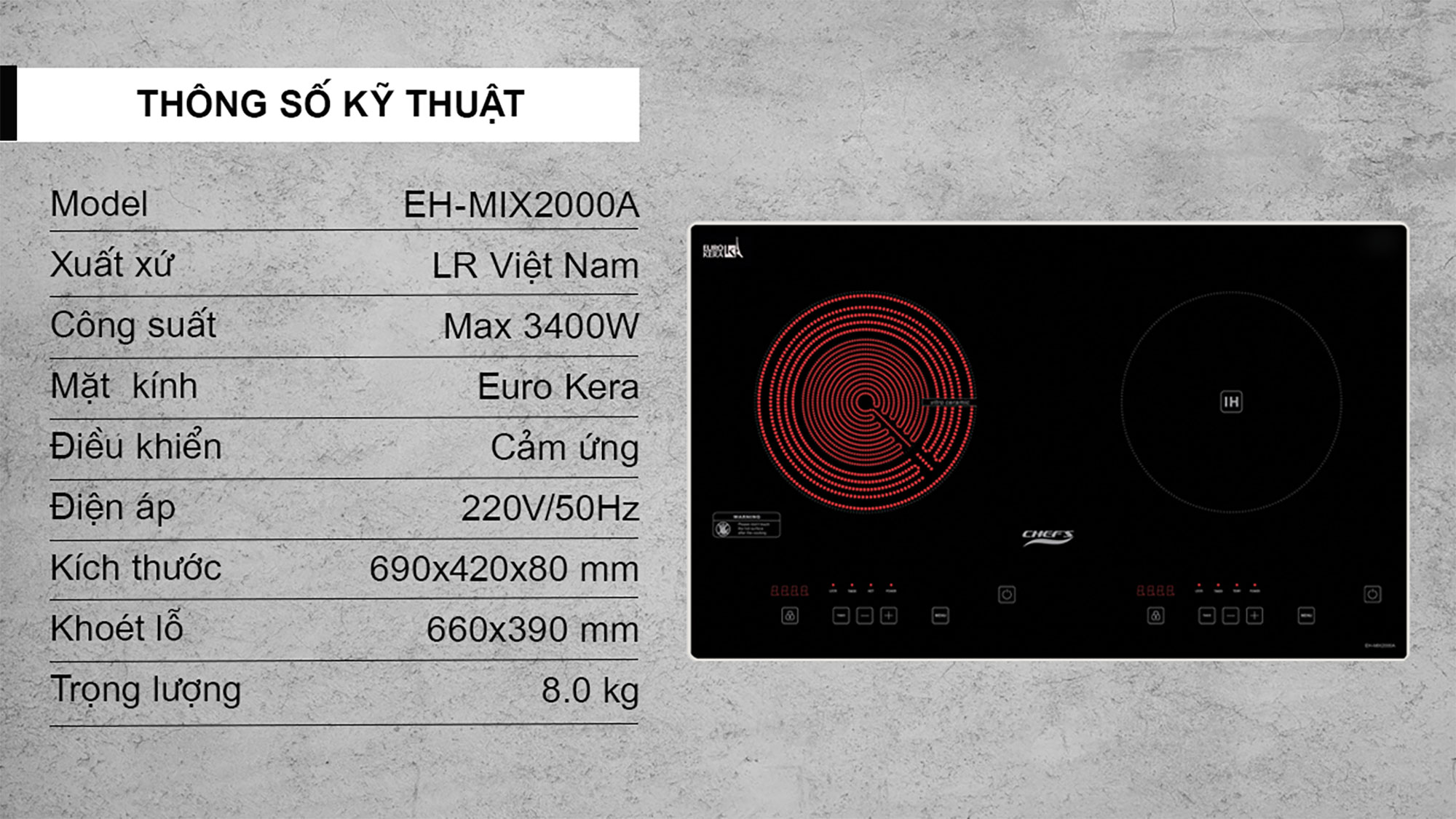 Chef's Bếp hỗn hợp EH-MIX2000A