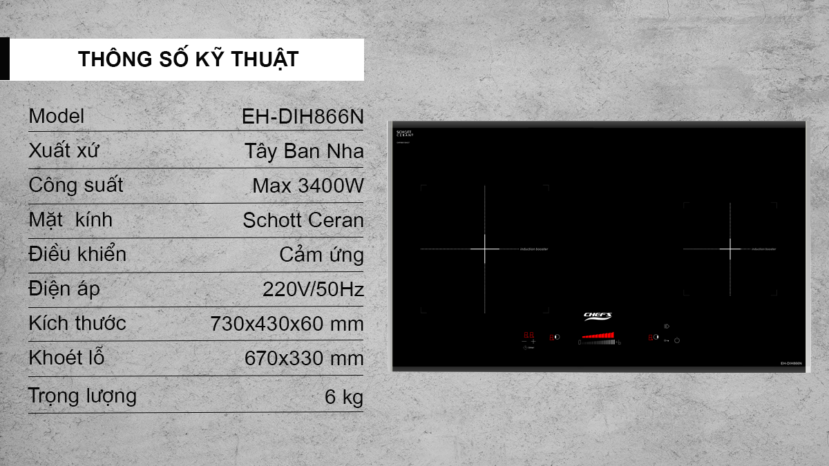 Chef's Bếp từ đôi EH-DIH866N