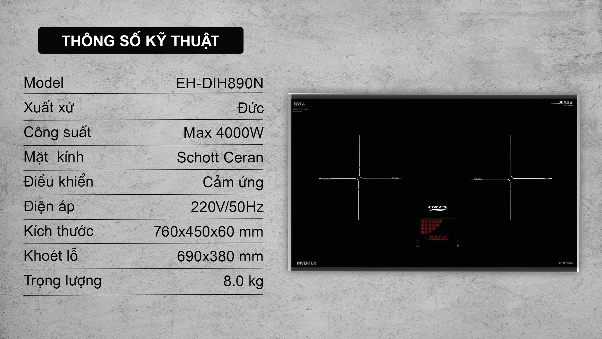 Chef's Bếp từ đôi EH-DIH890N