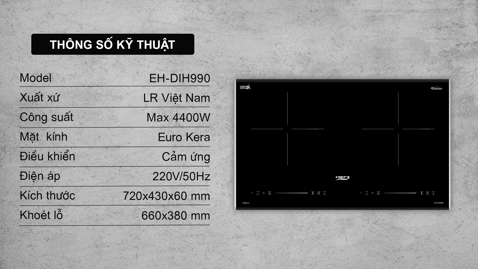 Chef's Bếp từ đôi EH-DIH990