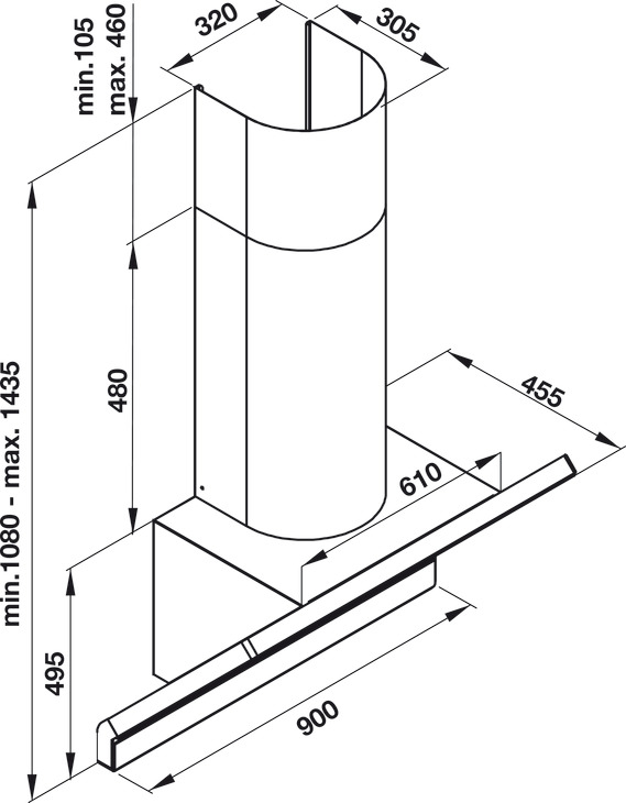 Máy hút mùi gắn tường Hafele, Mặt kính đen, điều khiển cảm ứng điện tử, 90 cm Bộ ICONIC, HH-WVG90A