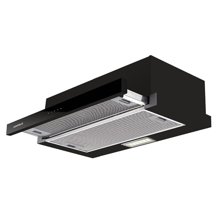 Máy hút mùi Hafele kiểu ống lồng, Mặt kính bằng thép không gỉ và kính đen, 70 cm HH-TT70A