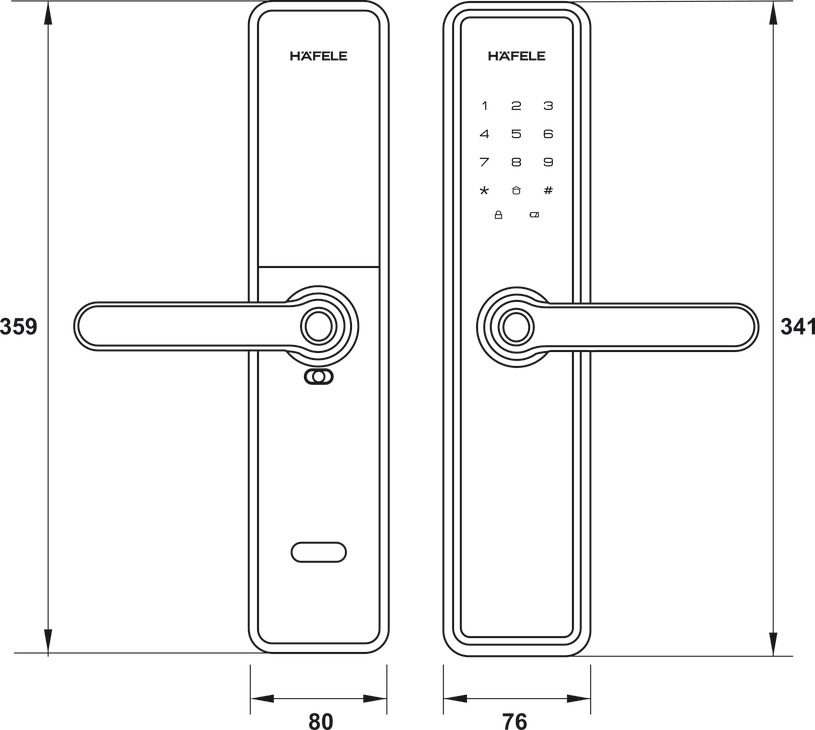 Khóa điện tử Hafele DL7600 100 vân tay, 100 thẻ