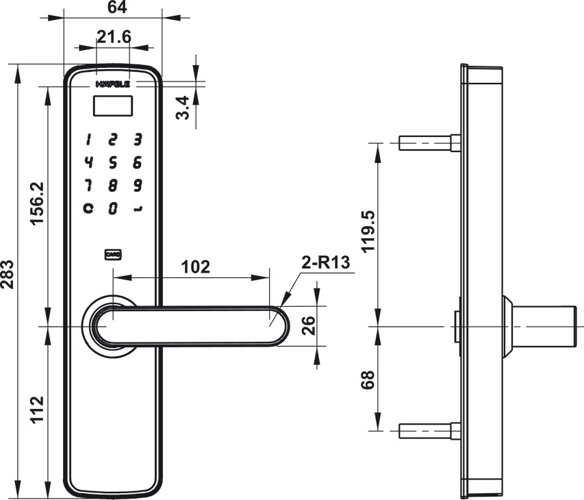 Khóa điện tử Hafele DL7000 - 3 thẻ chủ, 47 thẻ người dùng