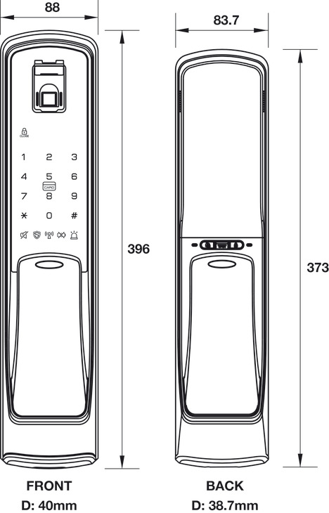 Khóa điện tử Hafele EL9500 - 100 dấu vân tay, 20 thẻ người dùng