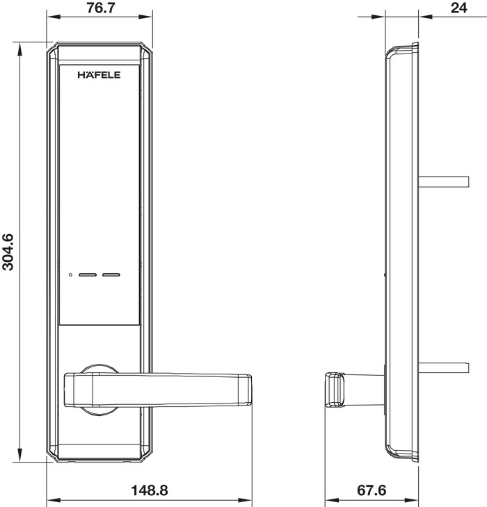 Khóa điện tử Hafele EL7200 - TC thân khóa nhỏ