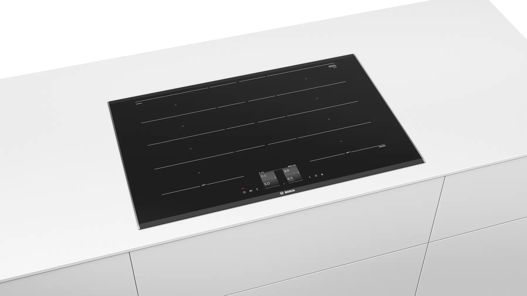 Series 8 Bosch Bếp từ đa vùng nấu 80 cm Màu đen, surface mount with frame