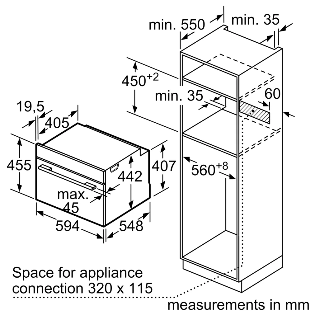 Lò hấp âm tủ 60 x 45 cm Thép không gỉ